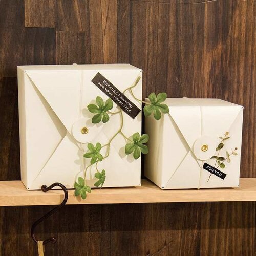 無地玉紐付ギフトBOX/オフホワイト−SS 10枚