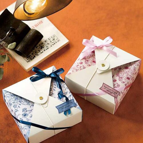 無地玉紐付ギフトBOX/オフホワイト−SS 10枚