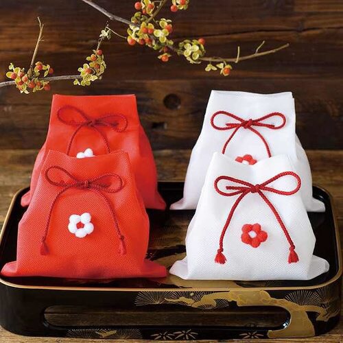 和風お花付バッグ/ホワイト−S 10枚×2