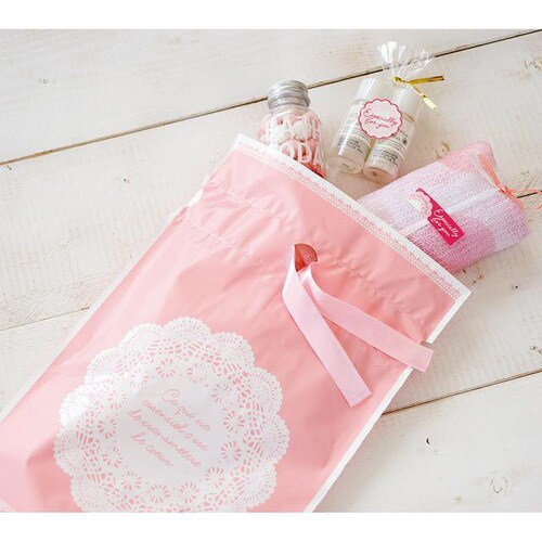 レースリボン付PEギフトバッグ−S 20枚×2