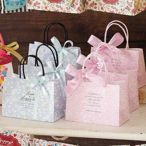 グレイスフルフラワーペーパーバッグ−2ブルー×2