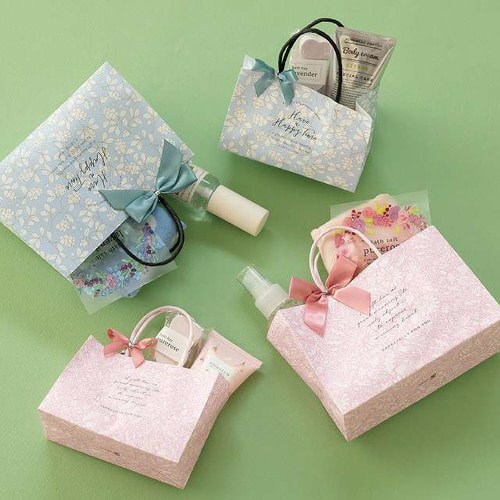 グレイスフルフラワーペーパーバッグ−2ブルー×2