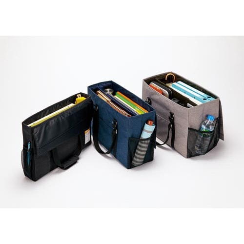 外出に使えるミーティングバッグ スリム 黒×薄茶