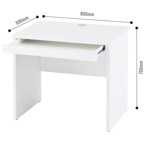 B木製デスク 幅800引出付(1個) ホワイト