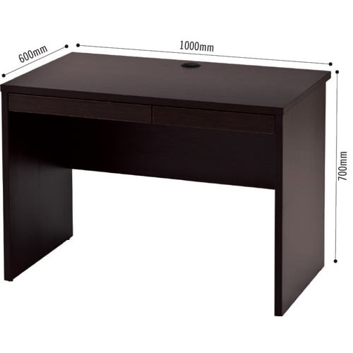 B木製デスク 幅1000引出付(2個)Dブラウン