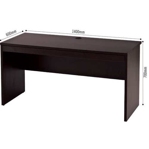 B木製デスク 幅1400引出付(2個)Dブラウン