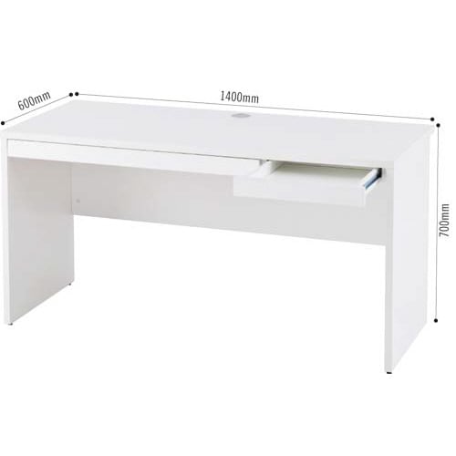 B木製デスク 幅1400引出付(2個) ホワイト