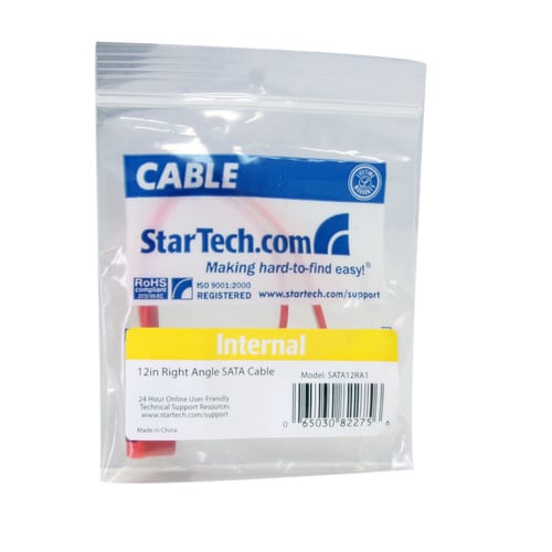 SATAケーブル 片側L型下向 30cm レッド