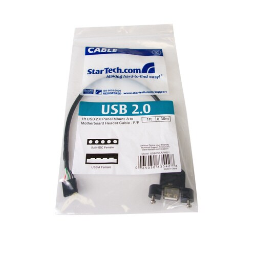 USB 2.0パネルマウント変換ケーブル 30cm