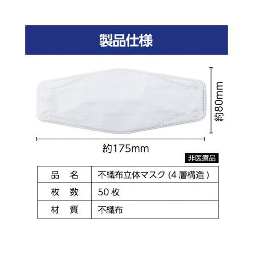 不織布立体マスク 4層構造 50枚入