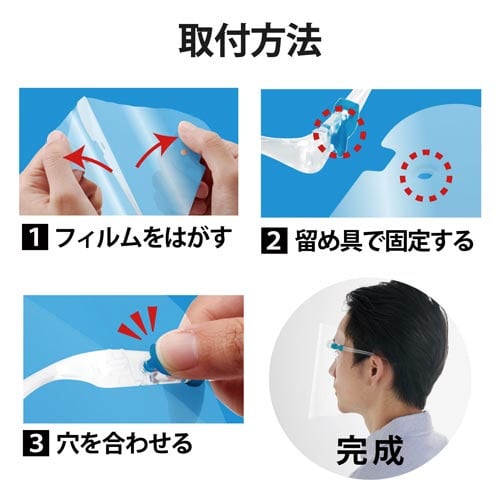 フェイスシールド メガネ型 本体+交換用3枚