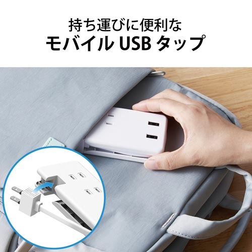USBタップ USBA×2ポート 12W ホワイト