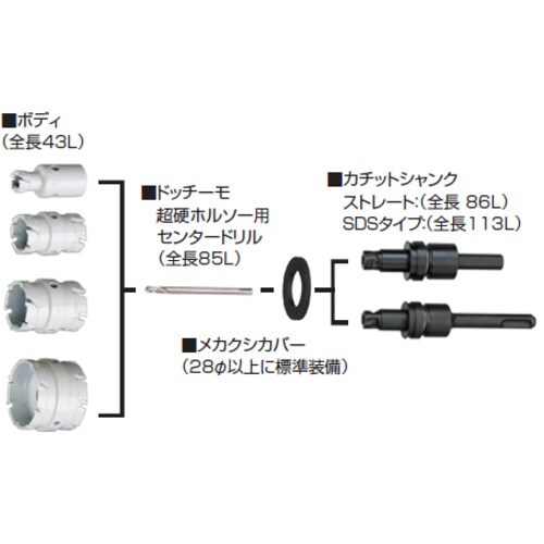 超硬ホルソー 10mmストレートセット 46mm