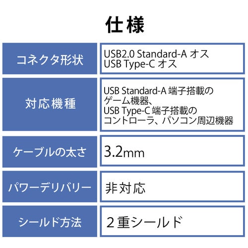 タイプCケーブル 2m A−C ブラック