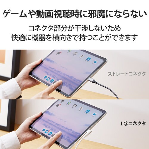 タイプCケーブル L字 A−C 1.2m ホワイト