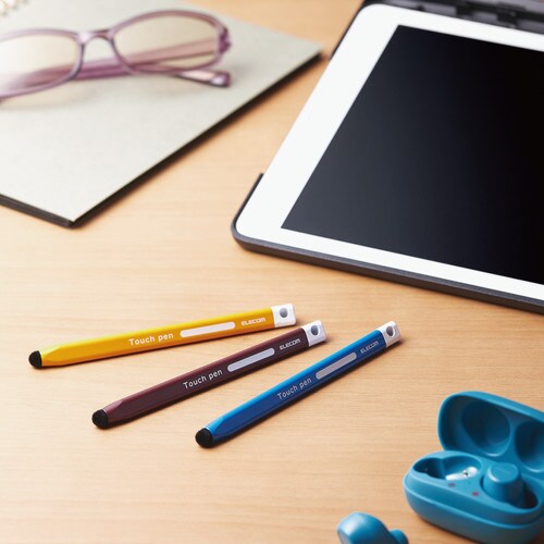 タッチペン 鉛筆型 太軸 感度タイプ ブルー