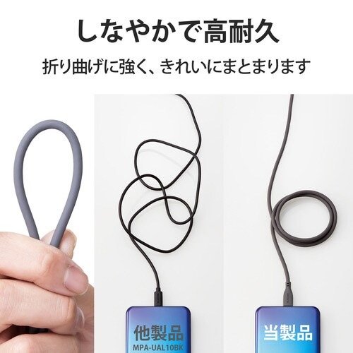 タイプCケーブル A−C 1m グレー シリコン