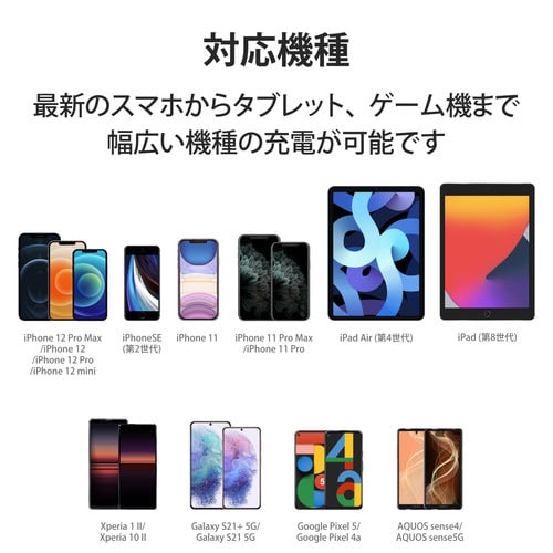 USB充電器 PD 20W ケーブル付属 ホワイト