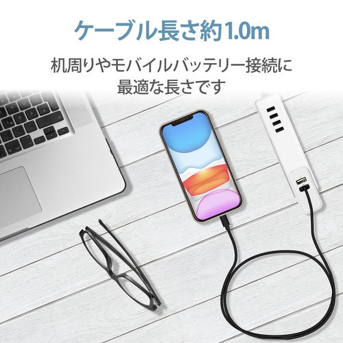 ライトニングケーブル 1m 充電 ブラック