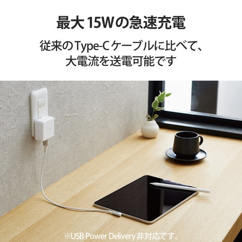 タイプCケーブル L字 A−C 30cm ホワイト