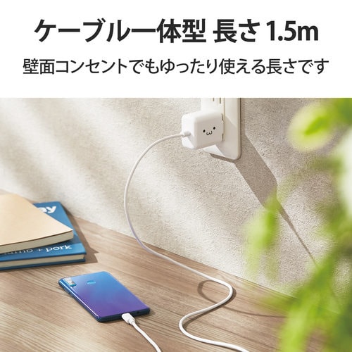 USB充電器 PD 20W ケーブル一体 顔つき