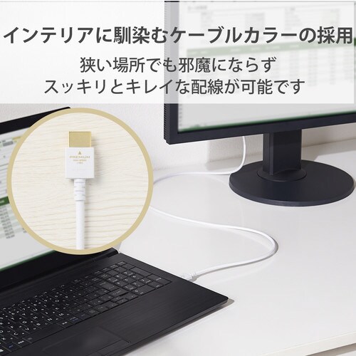 HDMIケーブル 1.5m やわらか ホワイト