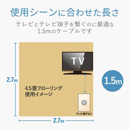 アンテナケーブル 4C 両側S 1.5m グレー