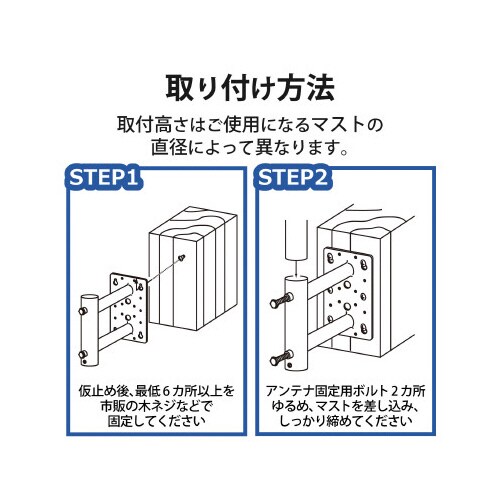 UHF・FMアンテナ壁金具 ステンレス 200mm