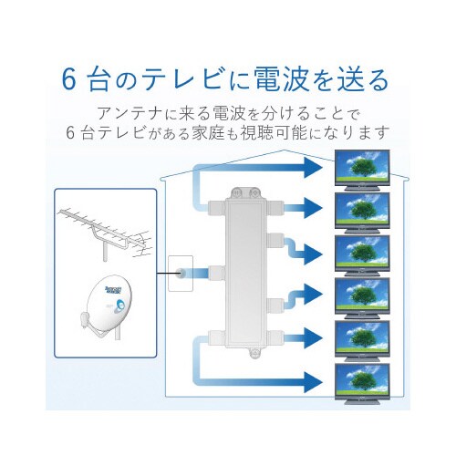 6分配器 4K8K対応 1端子通電型 屋内用