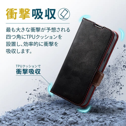 iPhone13 mini ケース 手帳 ブラック