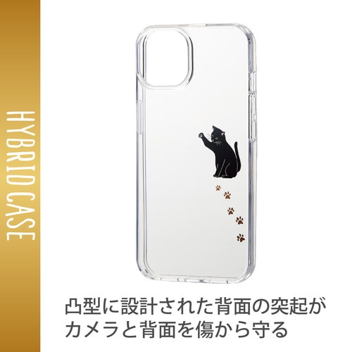 iPhone13 ケース ハイブリッド 黒ネコ