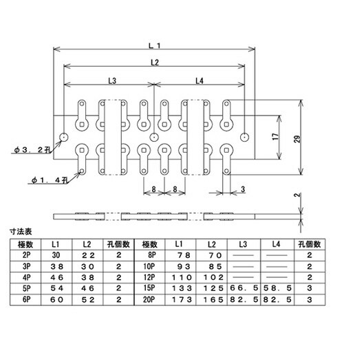 ラグ板 平型 3極 L−3522−3P