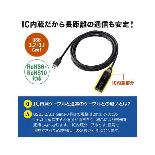 3m延長USB3.2アクティブリピーターケーブル