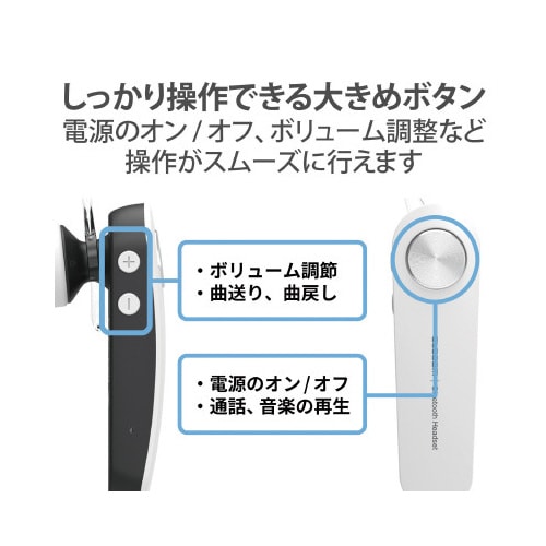 Bluetoothヘッドセット 片耳 ホワイト