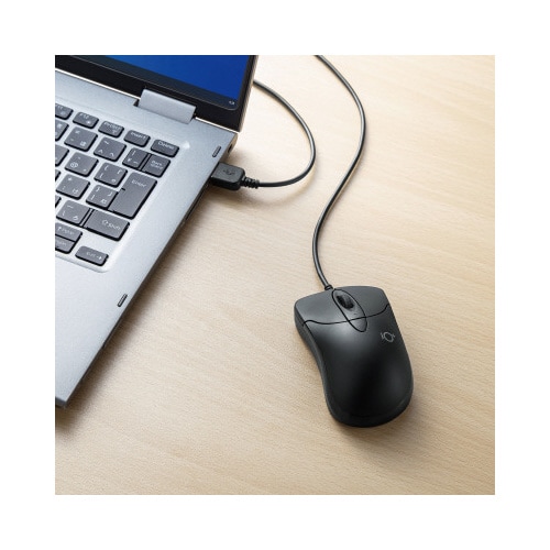 静音有線ブルーLEDマウス イオプラス(ブラック)