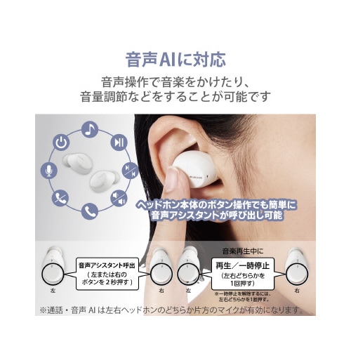 ワイヤレスイヤホン カナル型 ホワイト