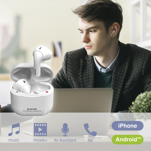 ワイヤレスイヤホン セミオープン ホワイト