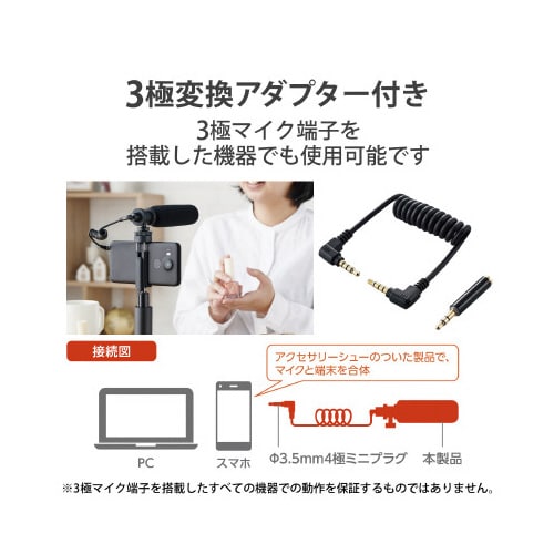 ガンマイク 4極ミニプラグ 超指向性