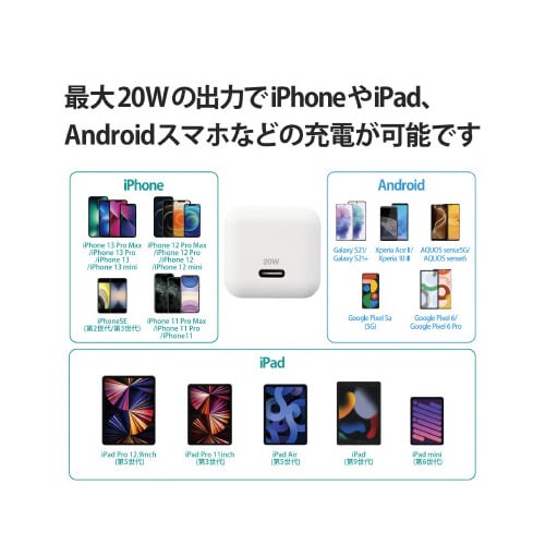 USB 充電器 PD 20W ホワイト 2個セット