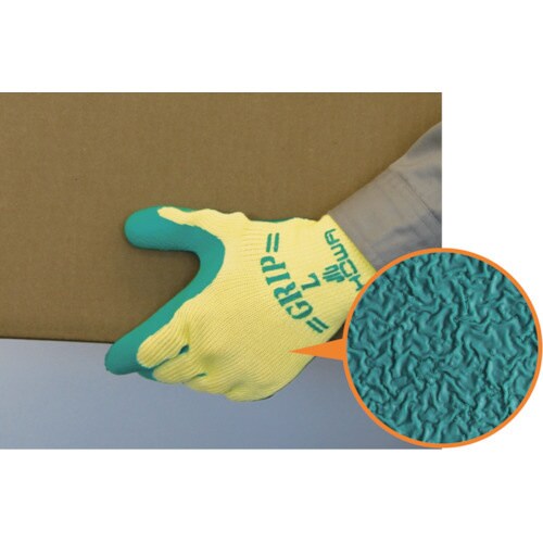 天然ゴム背抜き手袋グリップ(ソフト)緑 L 10双