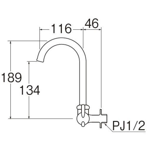 JA265−13ミニセラ横形鶴首自在水栓