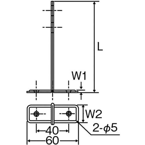 パイプ用支持金具プレスT字 脚高30L×厚3.2