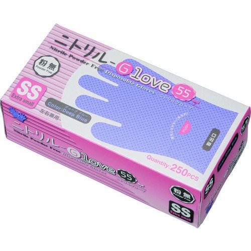 ニトリルGROVE55粉無 Dブルー SS