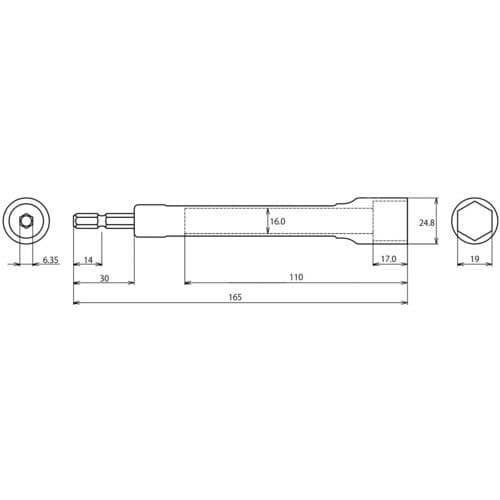 ストロック ロングソケット 6角 19mm