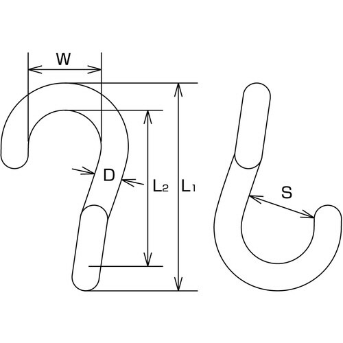 ステンレス ロープ用Sカン ツイスト 全長70mm
