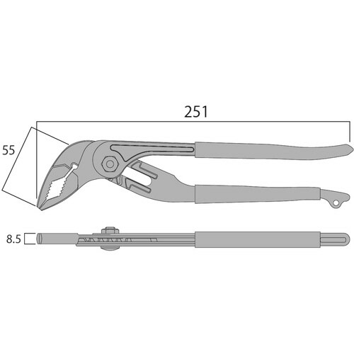 超軽量ウォーターポンププライヤー 黒金 250