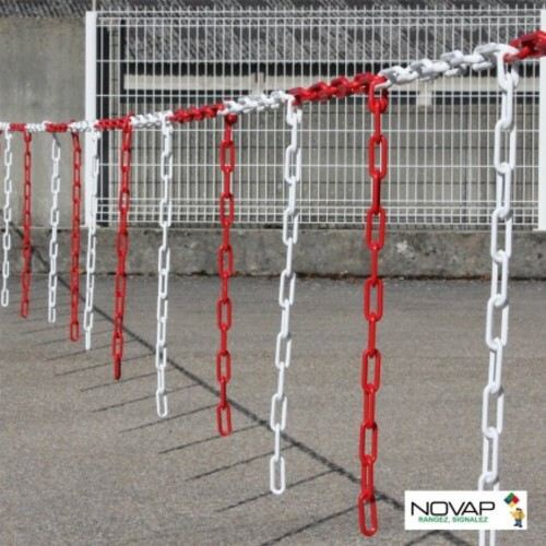 プラチェーン バリアチェーン 赤/白 10m