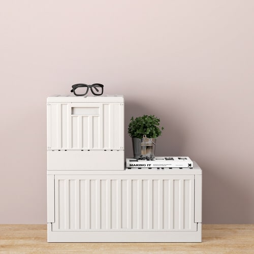 フタ付折りたたみコンテナー 22L ブラック