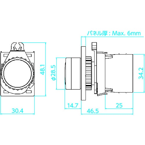 押しボタンスイッチ Φ25 1a 赤