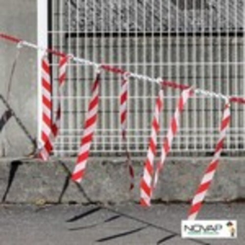 プラチェーンリボン バリアチェーン 赤/白 10m